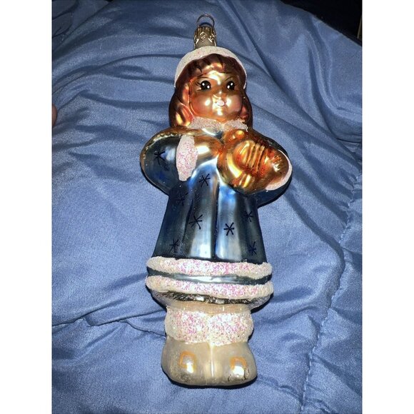 Christopher Radko Christmas Ornament Hand Made Angel holding Lyre Blue Caroline - Picture 1 of 7